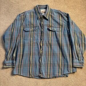 Woolrich Flannel Shirt Men's 2XL Steel Color-way Western Outdoor